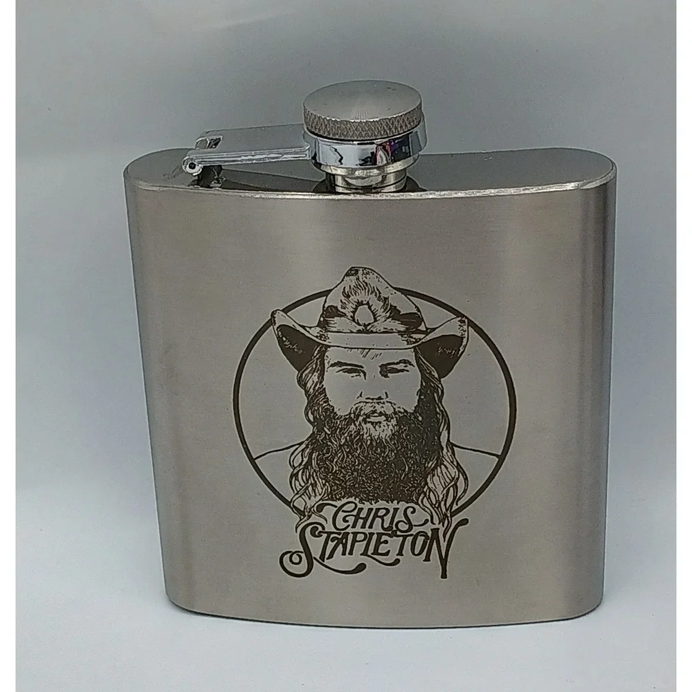 CHRIS STAPLETON Stainless Steel Concert Flask 6 oz. Country Music Singer